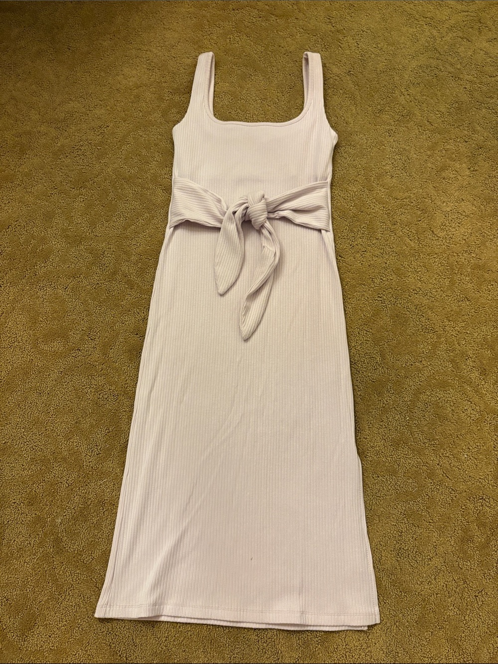 Sophie Rue Sleeveless Ribbed Tie-Waist Midi Dress in Light Lilac